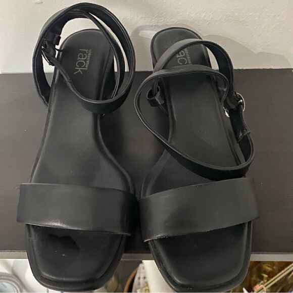 Nordstrom Rack Black High Heel Sandals With Strap Up Leg Women's Size 6.5 - Picture 2 of 6